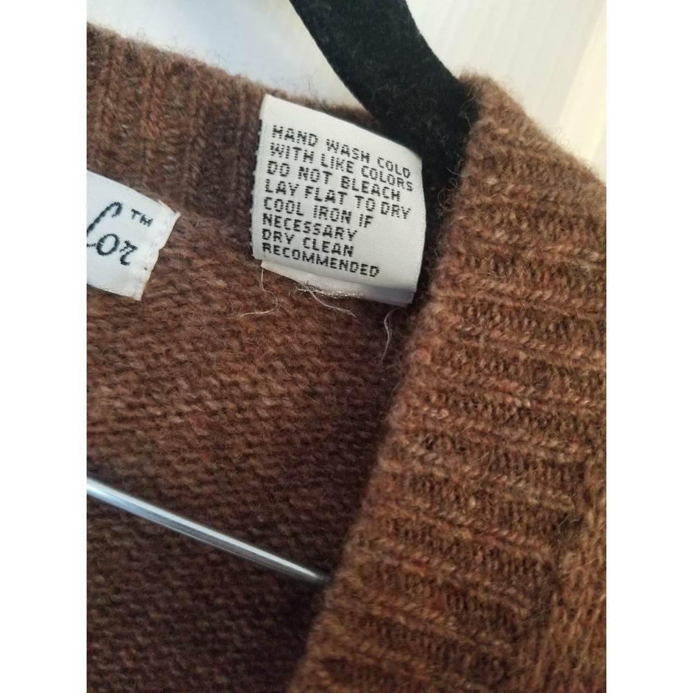 Vintage wool button cardigan sweater lambswool brown M khaite style - Picture 8 of 8